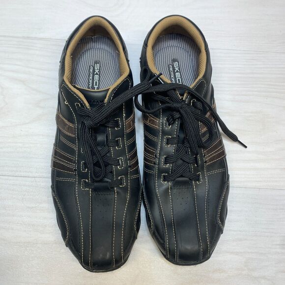 Skechers Diameter Vassell Casual Shoes Men Size 13 Black Leather Lace Up Walking